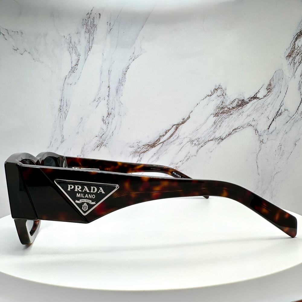 New PRADA Sunglasses Brown Root Tortoise Square Men's Plaque Logo - Picture 5 of 16